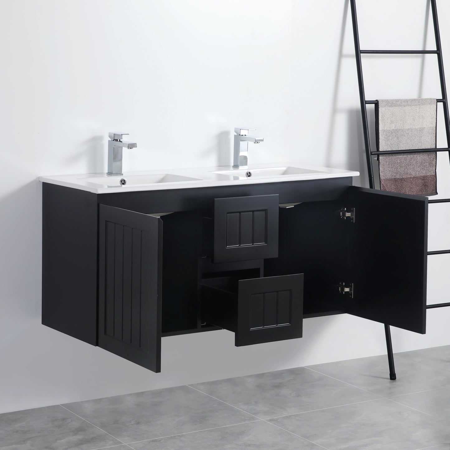AC124DW-MW Acacia Matte White Rectangular Wall hung Vanity