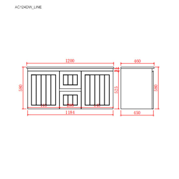 AC124DW-MW Acacia Matte White Rectangular Wall hung Vanity