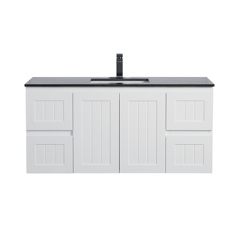 AC124W-MW Acacia Matte White Rectangular Wall hung Vanity