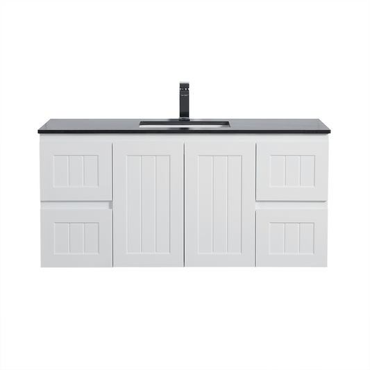 AC124W-MW Acacia Matte White Rectangular Wall hung Vanity