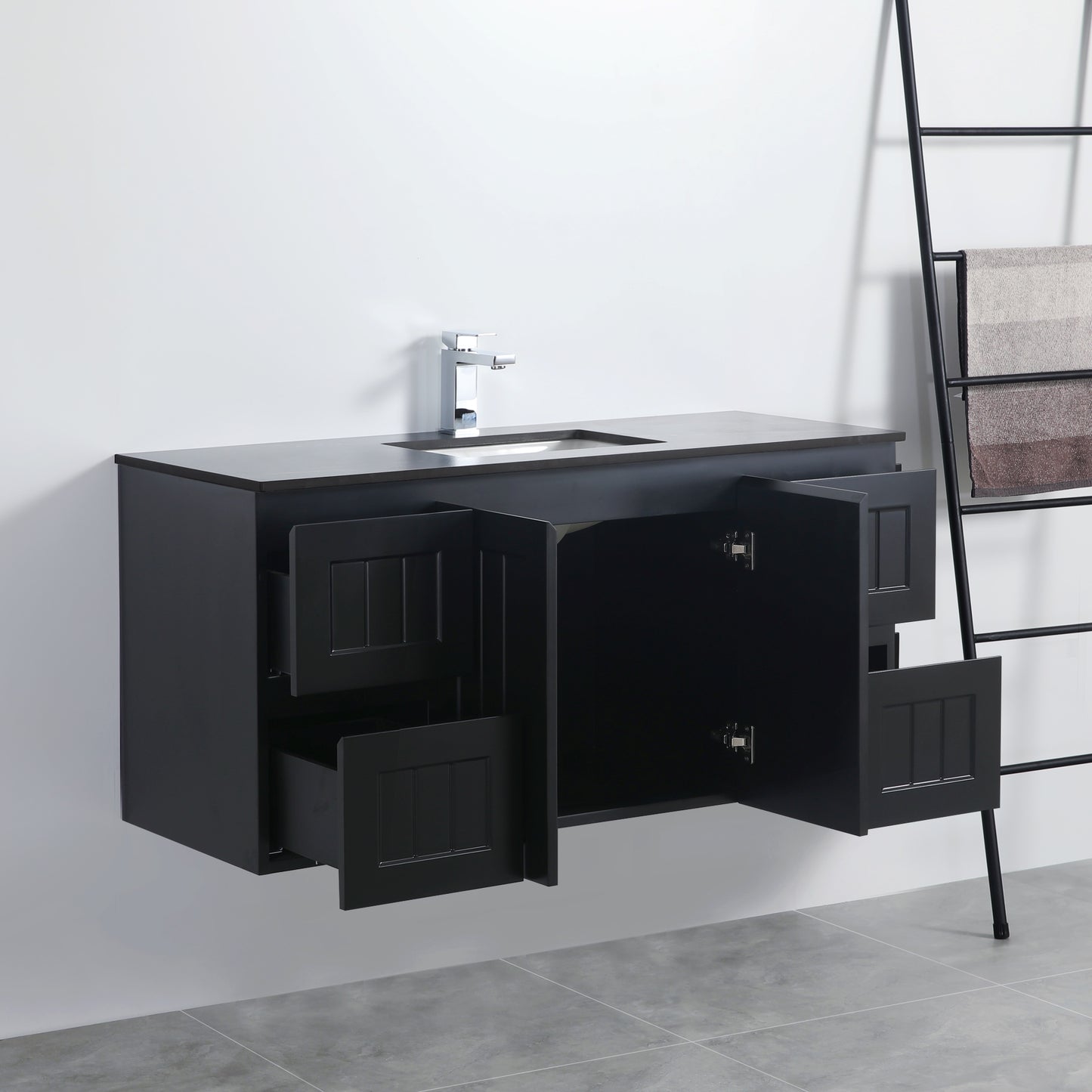 AC124W-MW Acacia Matte White Rectangular Wall hung Vanity