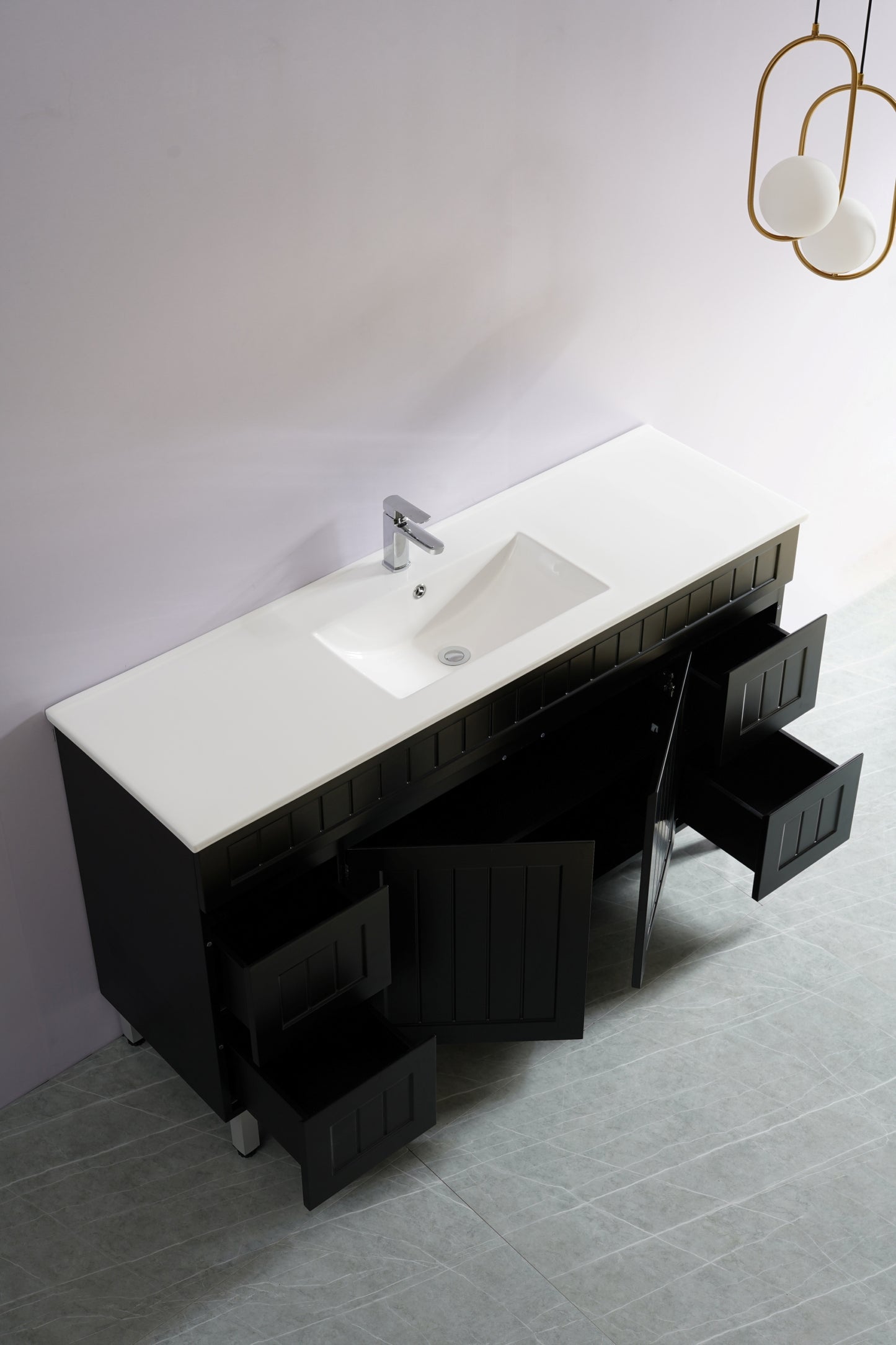 AC154L-MW Acacia Matte White Rectangular Free Standing Vanity