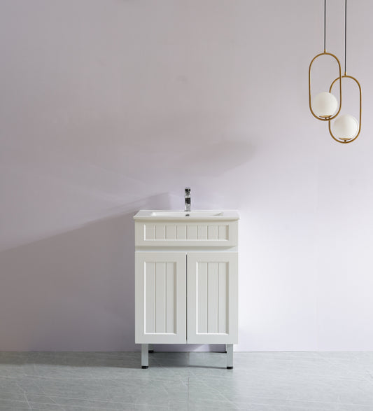 AC64L-MW Acacia Matte White Rectangular Free Standing Vanity