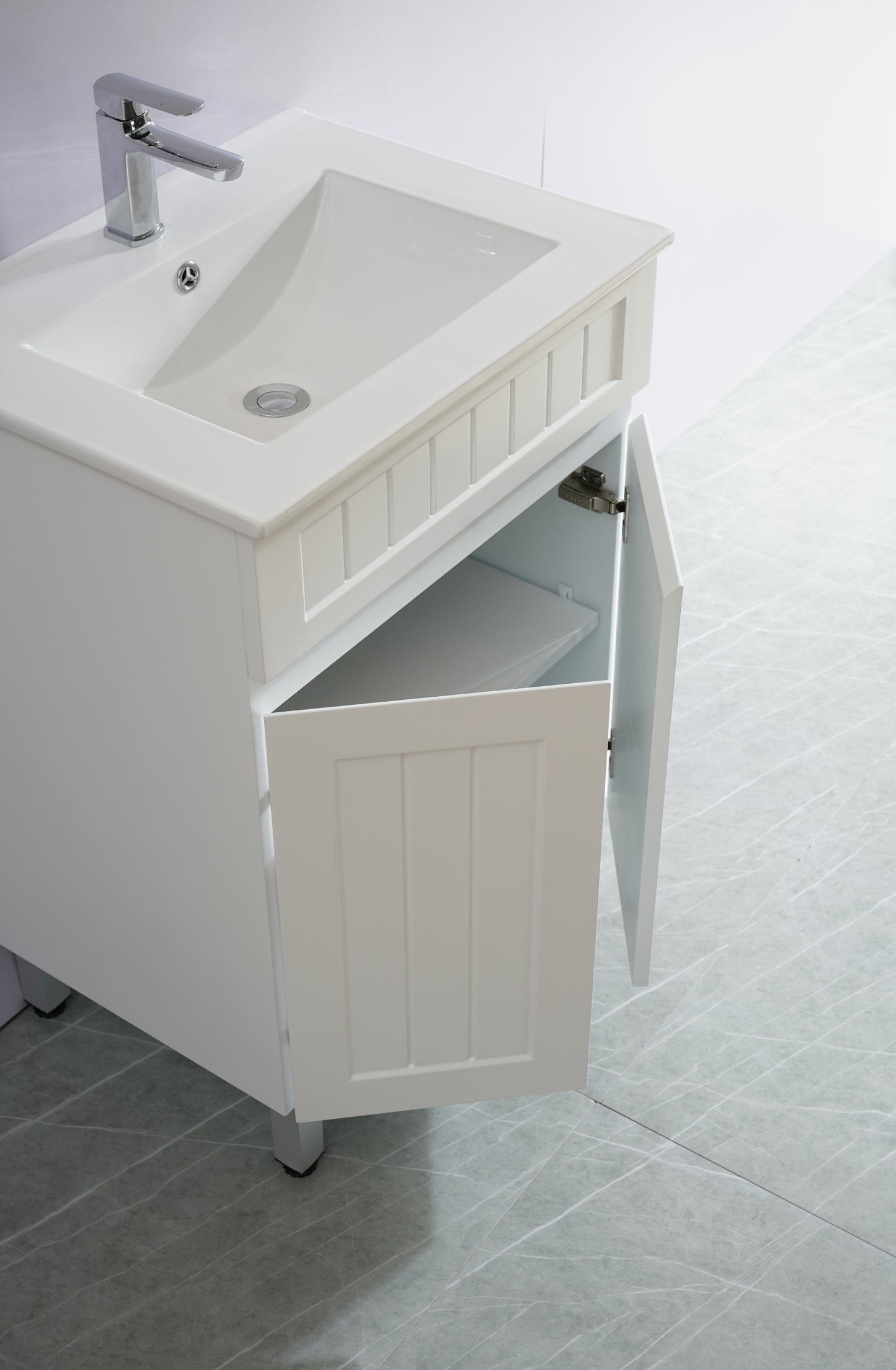 AC64L-MW Acacia Matte White Rectangular Free Standing Vanity