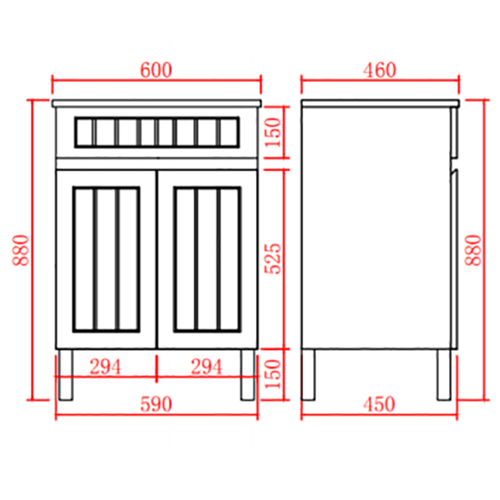 AC64L-MW Acacia Matte White Rectangular Free Standing Vanity