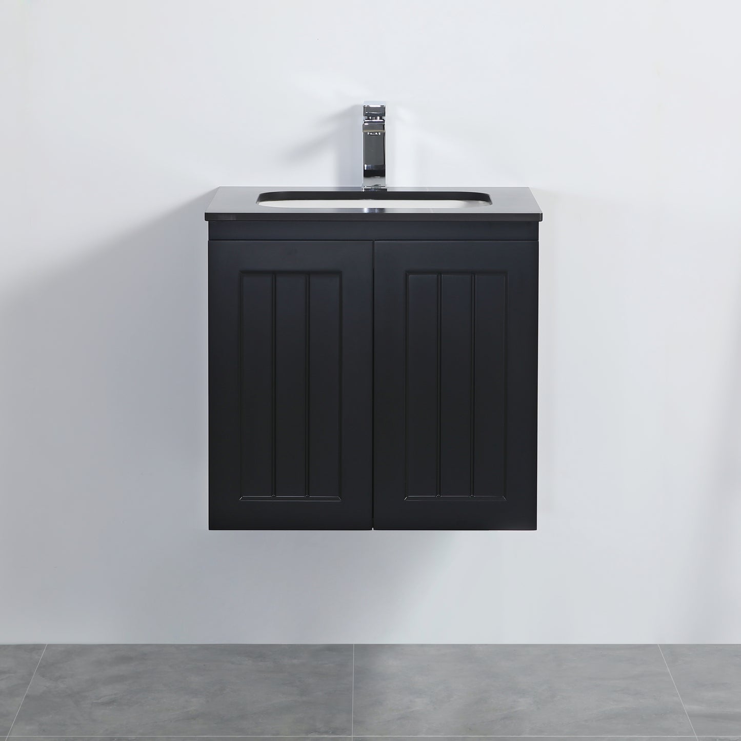 AC64W-MB Acacia Matte Black Rectangular Wall hung Vanity