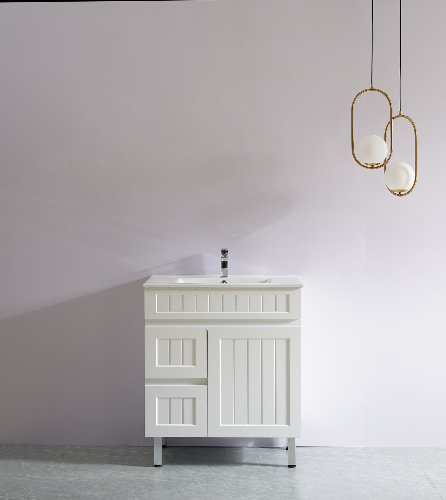 AC74LL-MW Acacia Matte White Rectangular Free Standing Vanity