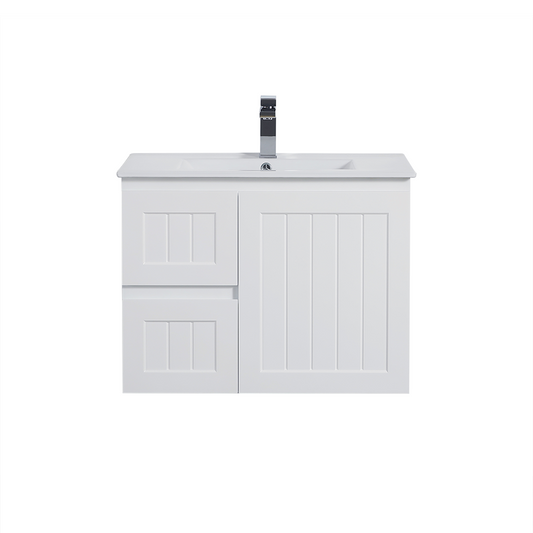 AC74LW-MW Acacia Matte White Rectangular Wall hung Vanity