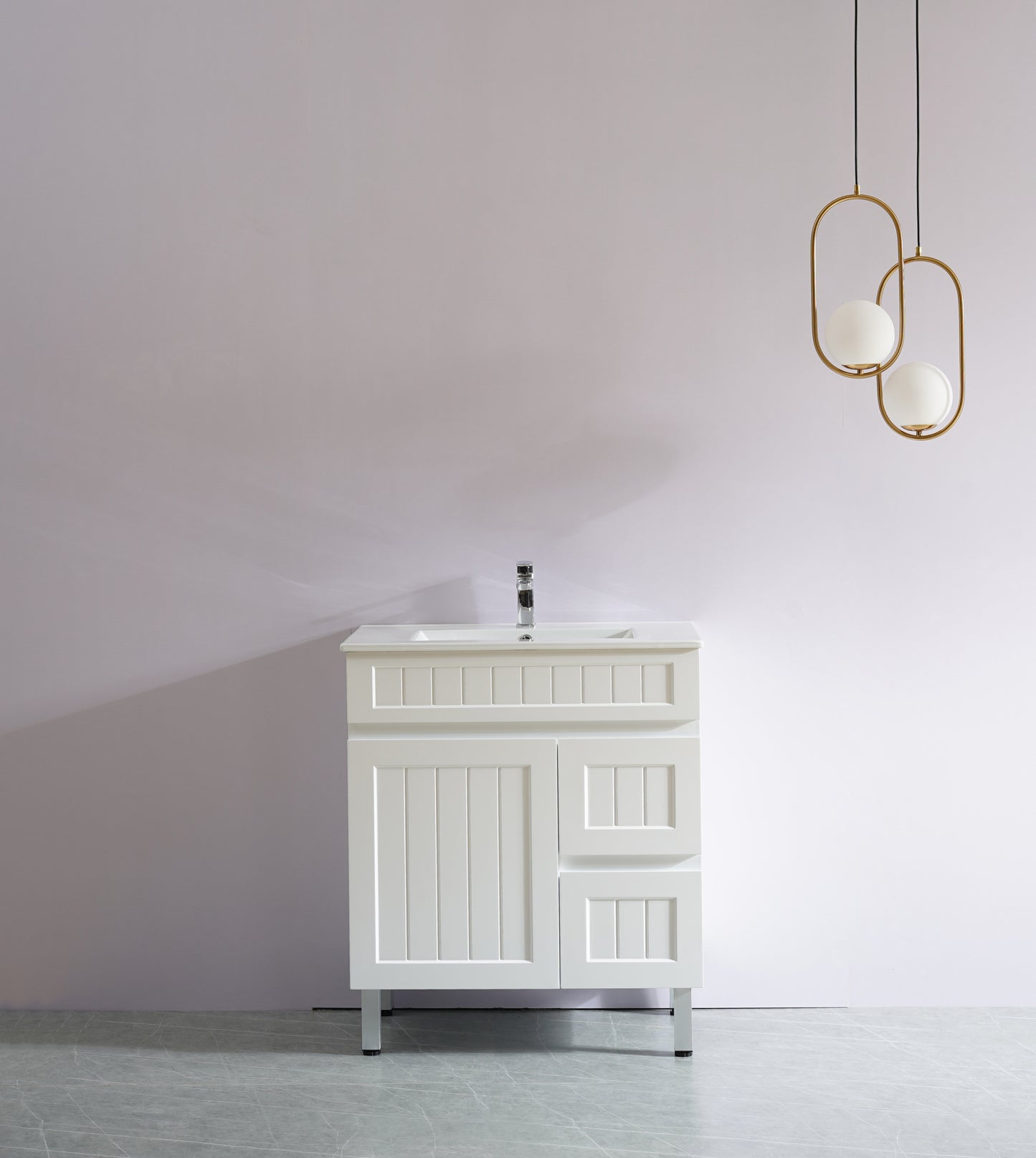 AC74RL-MW Acacia Matte White Rectangular Free Standing Vanity