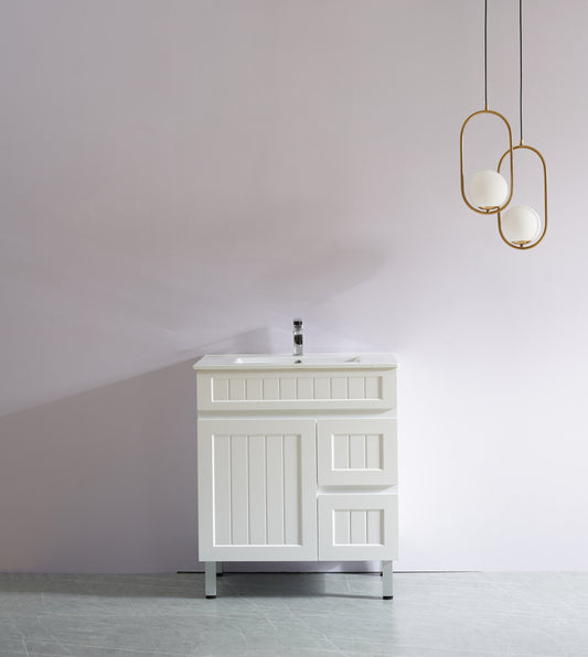 AC74RL-MW Acacia Matte White Rectangular Free Standing Vanity