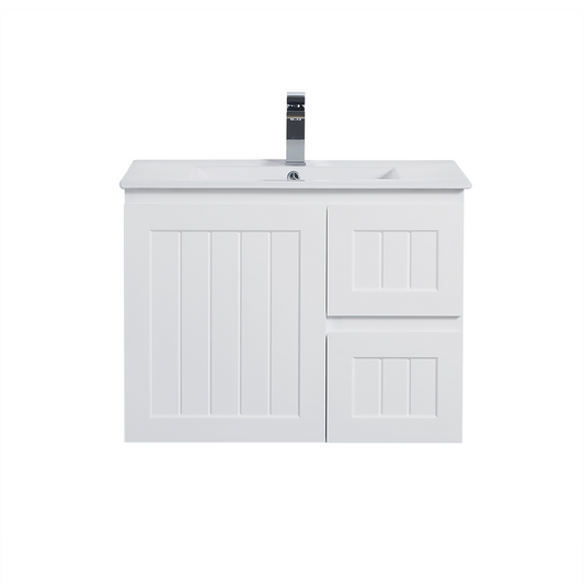 AC74RW-MW Acacia Matte White Rectangular Wall hung Vanity
