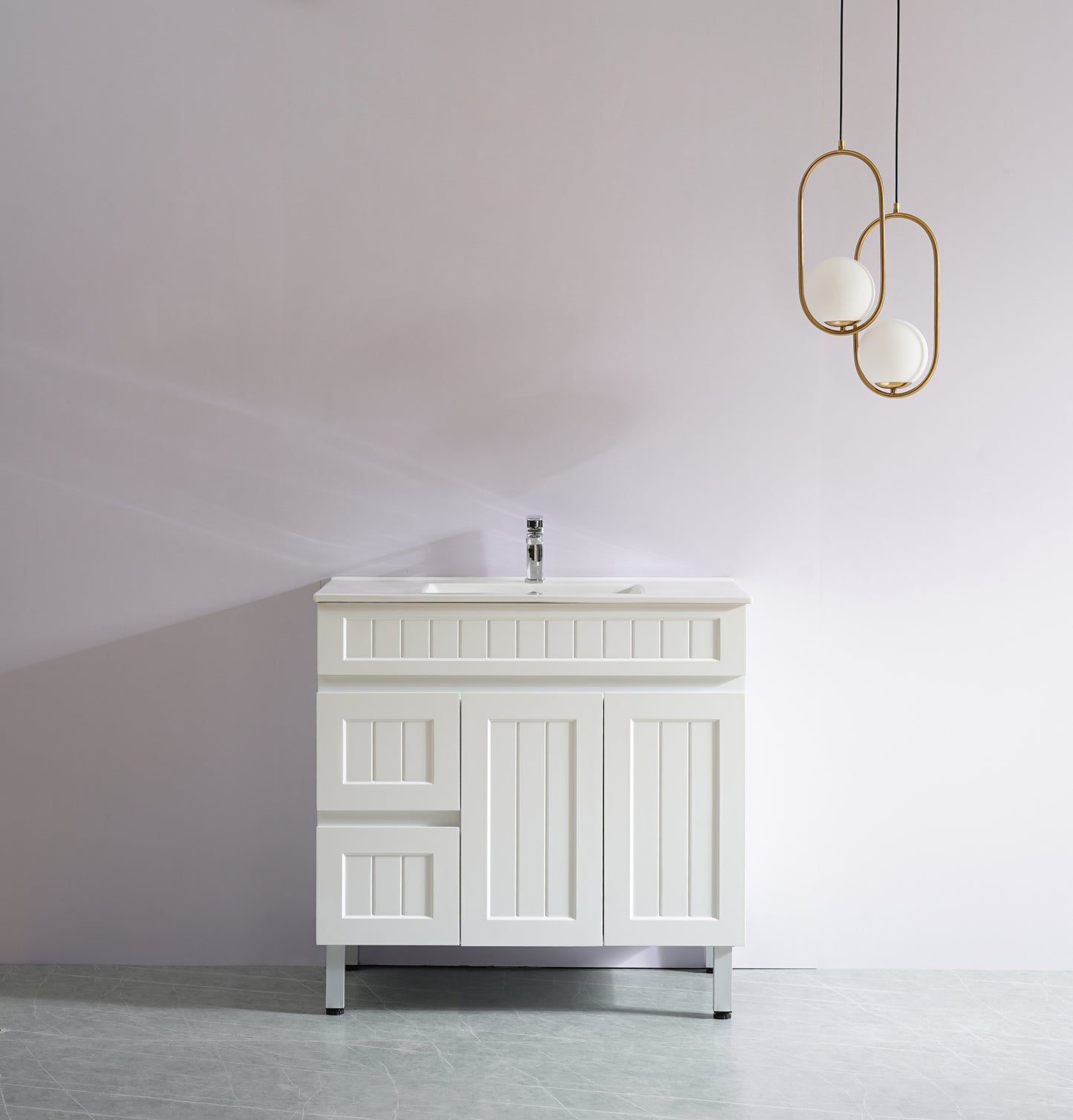 AC94LL-MW Acacia Matte White Rectangular Free Standing Vanity