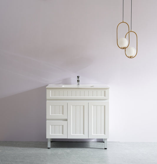 AC94LL-MW Acacia Matte White Rectangular Free Standing Vanity