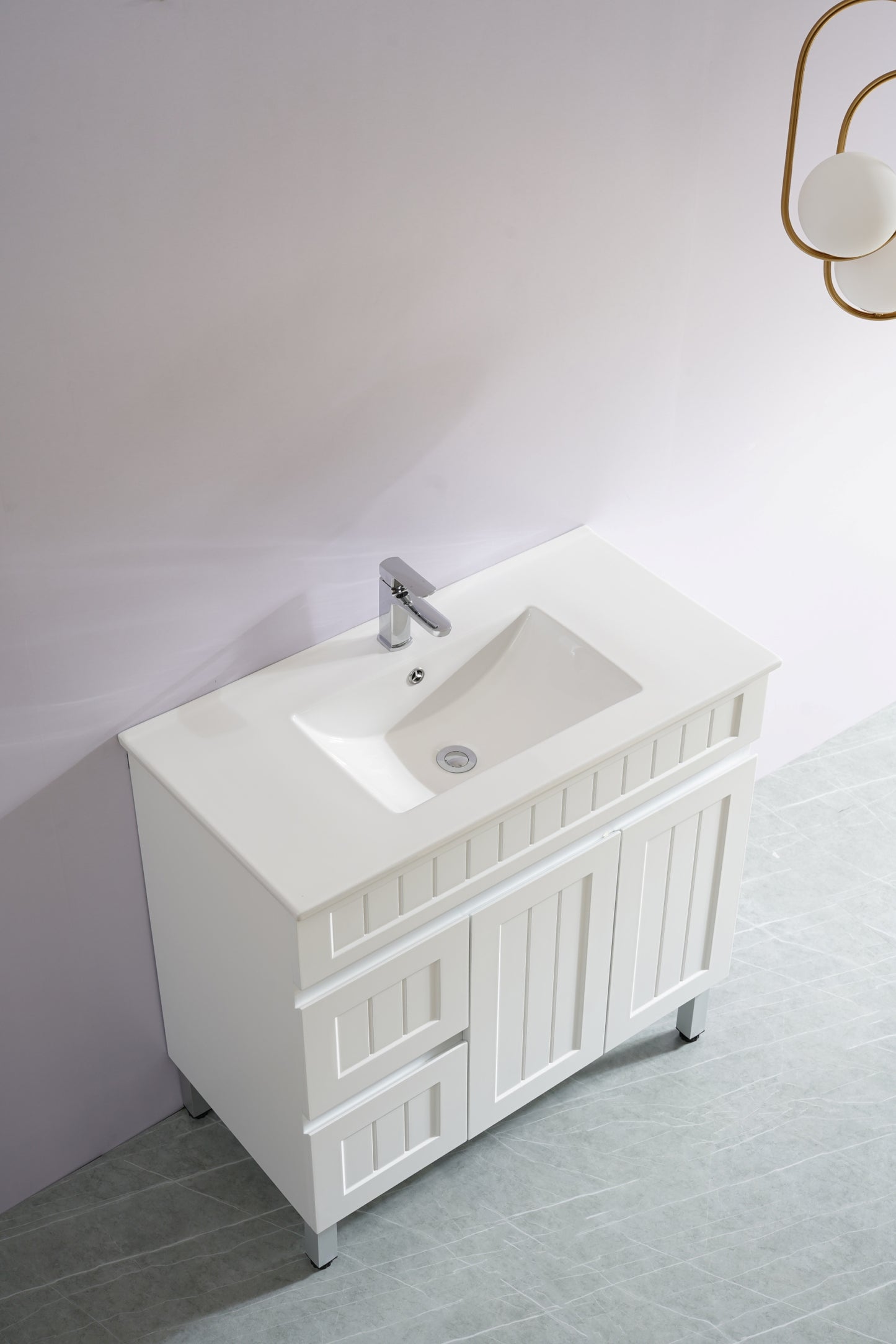 AC94LL-MW Acacia Matte White Rectangular Free Standing Vanity