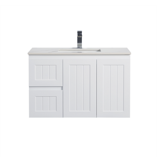 AC94LW-MW Acacia Matte White Rectangular Wall hung Vanity