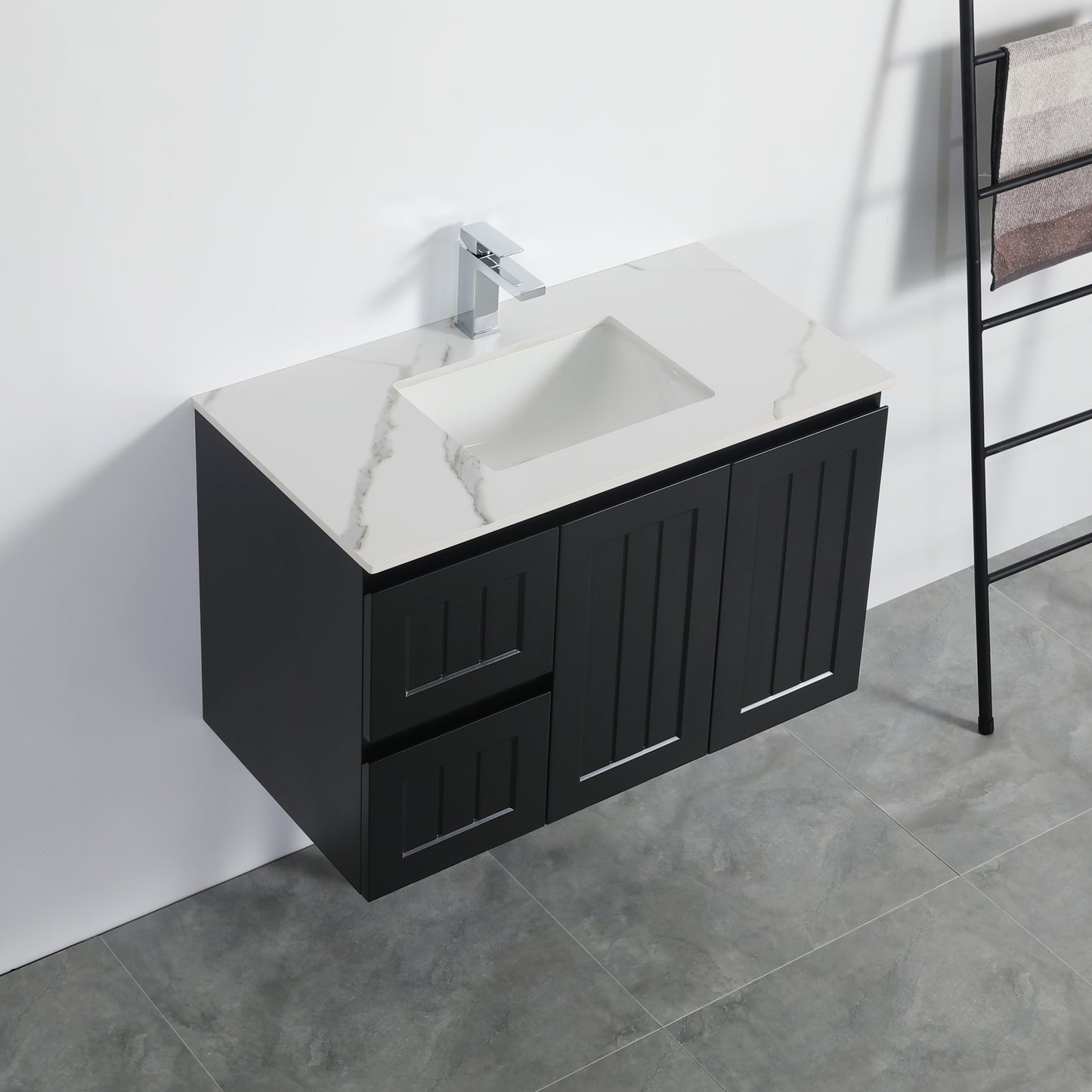 AC94LW-MW Acacia Matte White Rectangular Wall hung Vanity