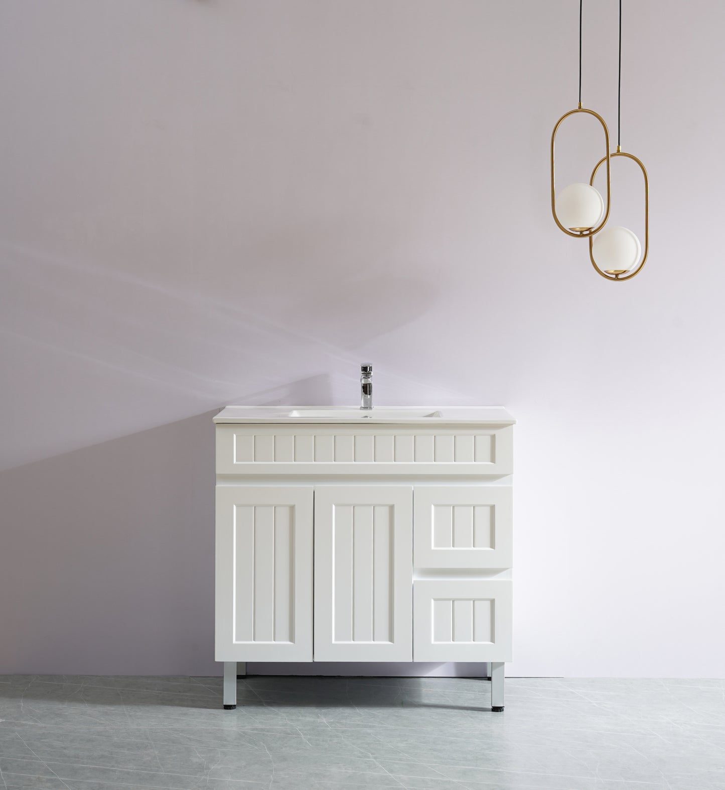 AC94RL-MW Acacia Matte White Rectangular Free Standing Vanity