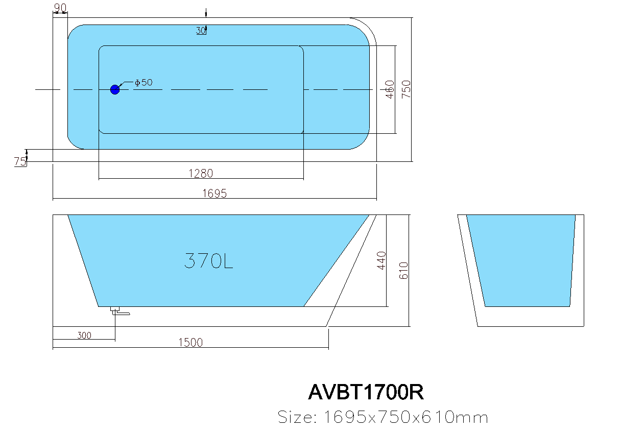 ACBT1700L Avis Gloss White Back to Wall, Corner Bathtub