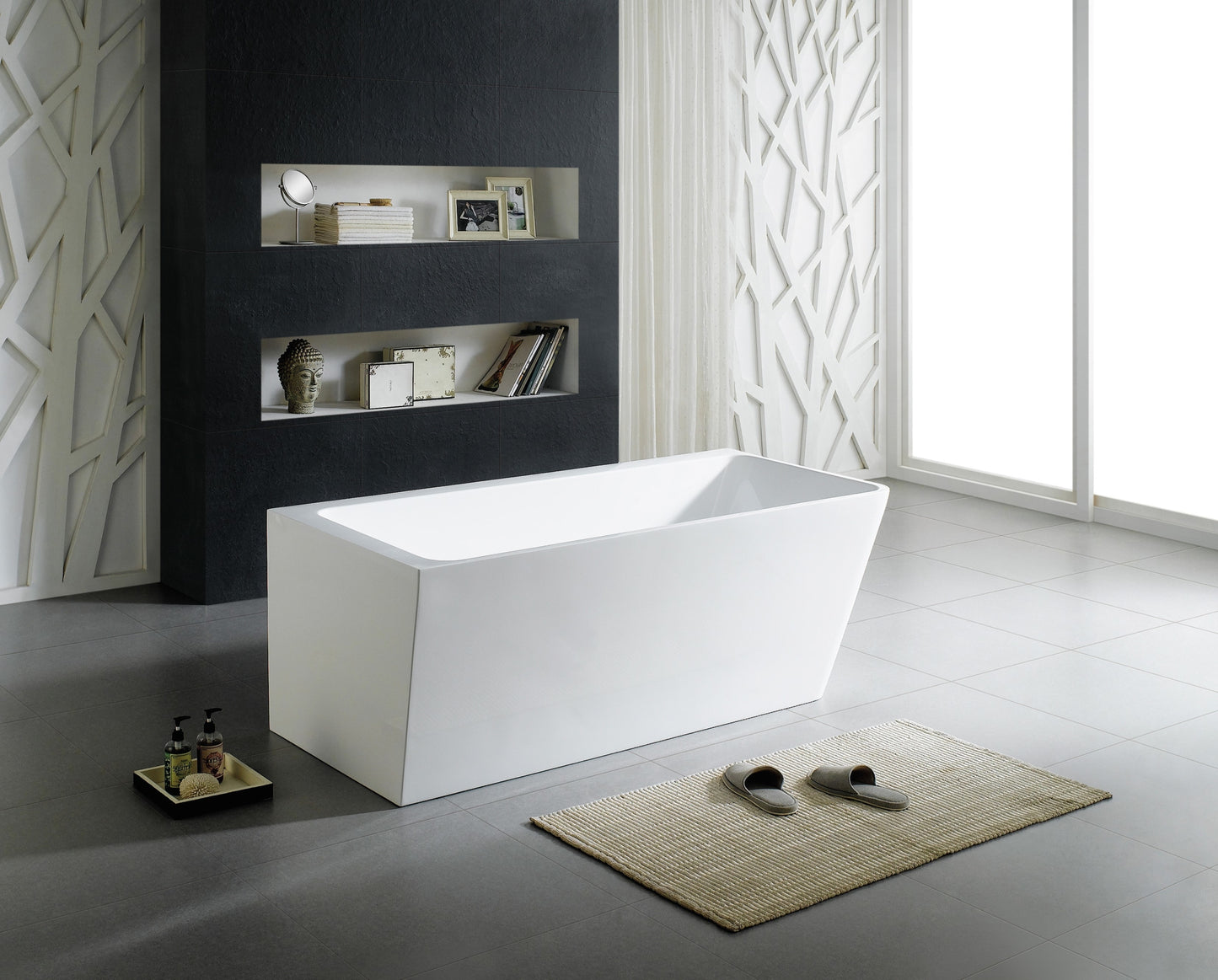 ACBT1700L Avis Gloss White Back to Wall, Corner Bathtub