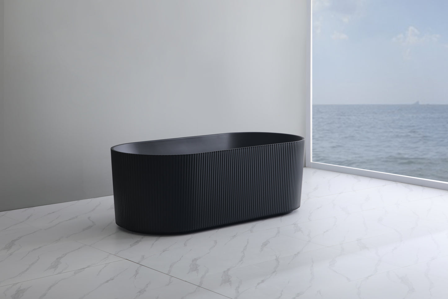 AGV1500MB Ally Groove Matte Black Oval Free Standing Bathtub