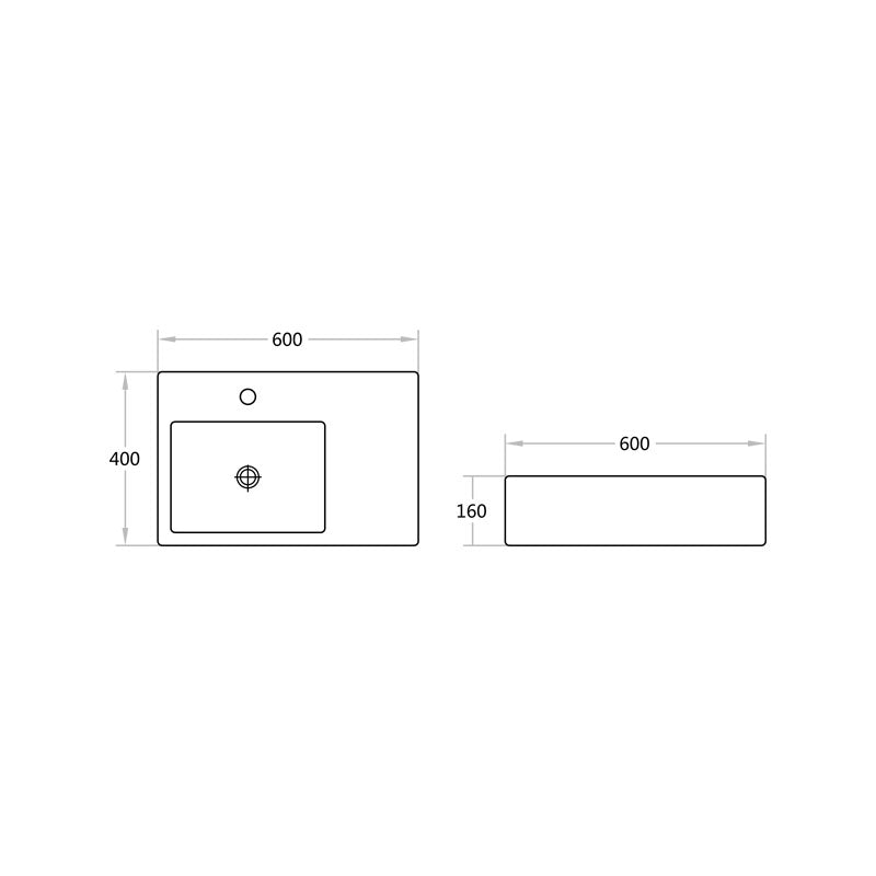 B35L Gloss White Rectangular Wall hung Basin