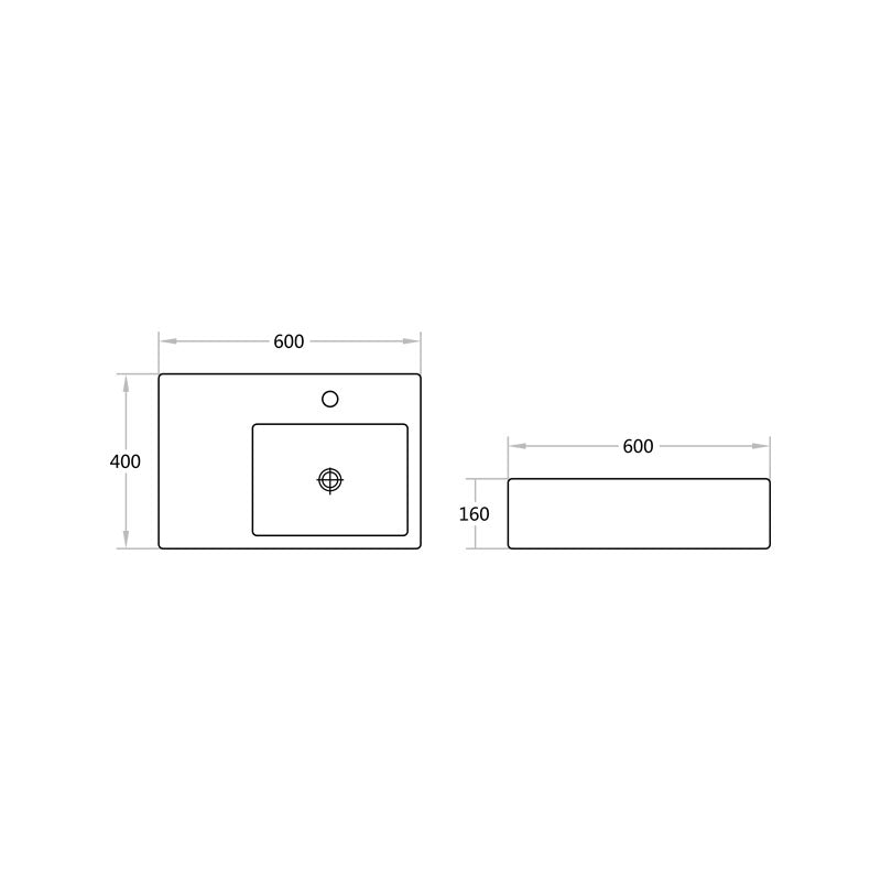 B35R Gloss White Rectangular Wall hung Basin