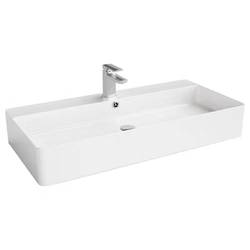 B9042 Gloss White Rectangular Wall hung / above counter Basin