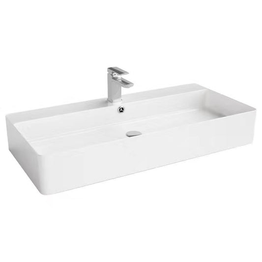B9042 Gloss White Rectangular Wall hung / above counter Basin