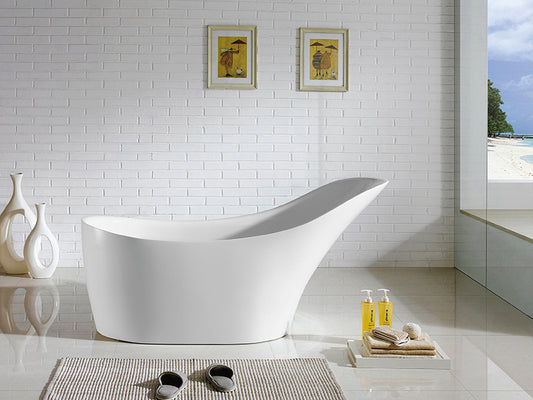 BBT1500-NF Bevel Gloss White Free Standing Bathtub
