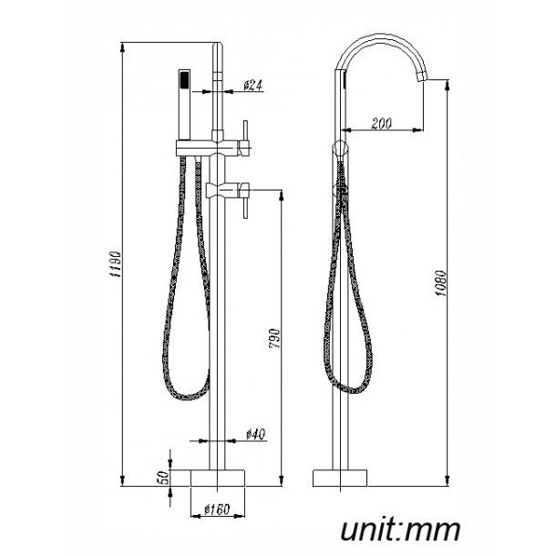 BU0116.BS Brushed Nickel Nickel Free Standing Bath Mixer