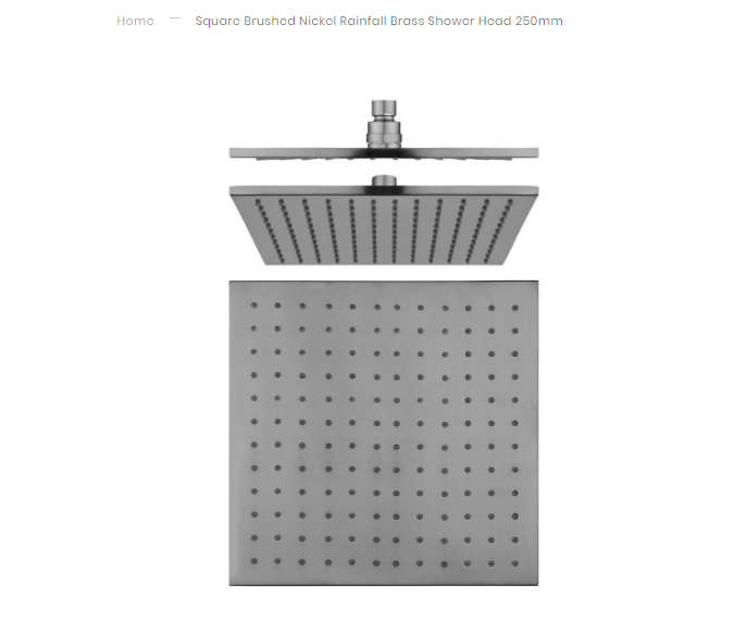 BU0135.SH Brushed Nickel Square Ceiling Mount Shower Head