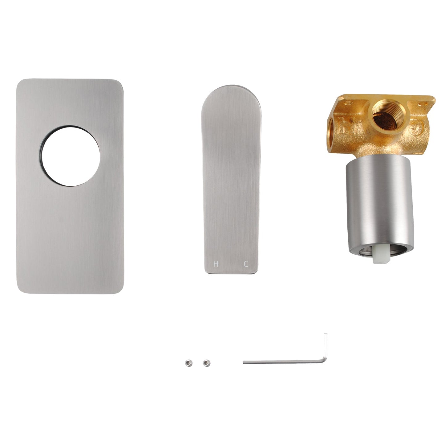 BU0156-2.ST RUSHY Brushed Nickel Nickel Square Wall Mounted Shower Mixer