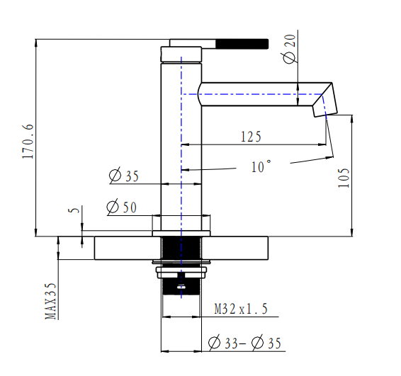 BU0240.BM CADDENCE Brushed Nickel Nickel Above Counter Basin Mixer