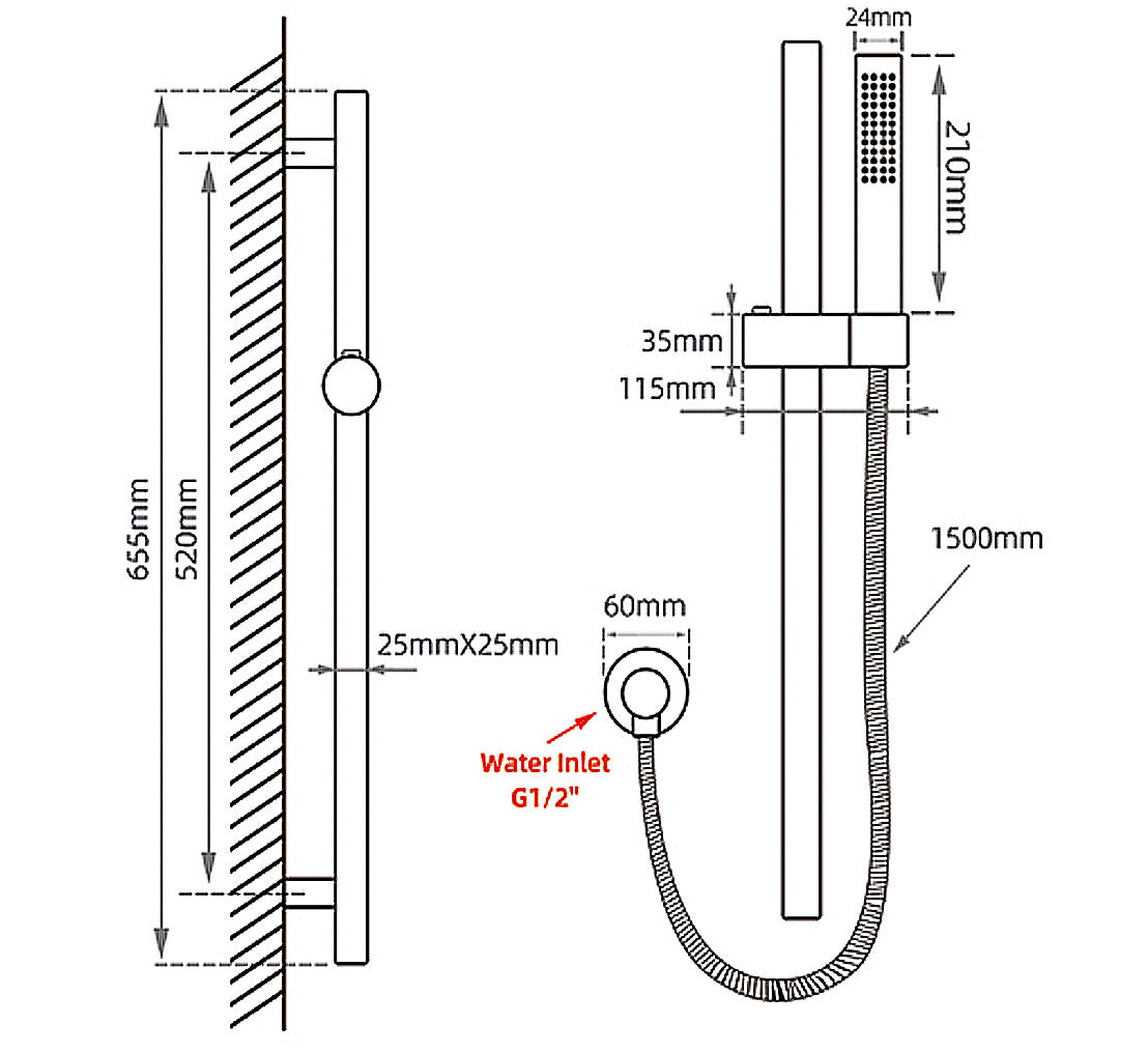 BU2147-1.SH Brushed Nickel Nickel Shower Rail
