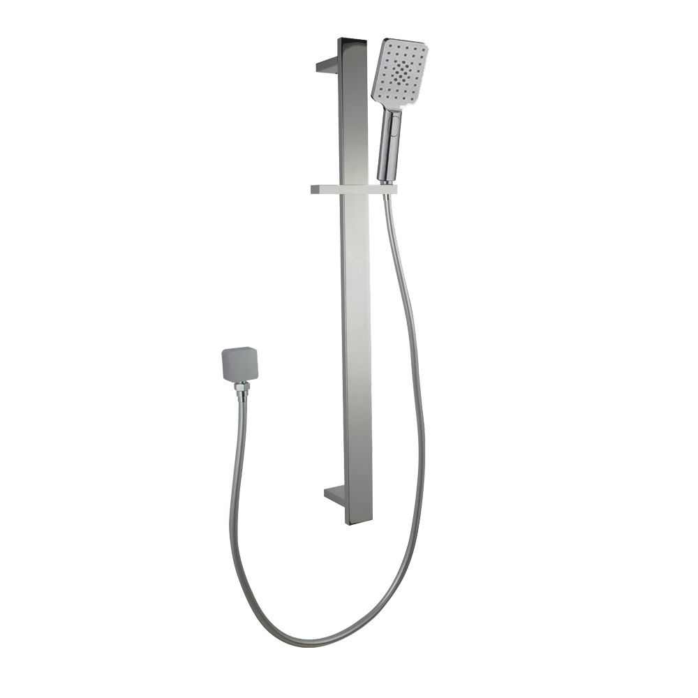 BU2149.SH.N + BU-S8.HHS Brushed Nickel Nickel Square Wall Mounted Shower Rail Set