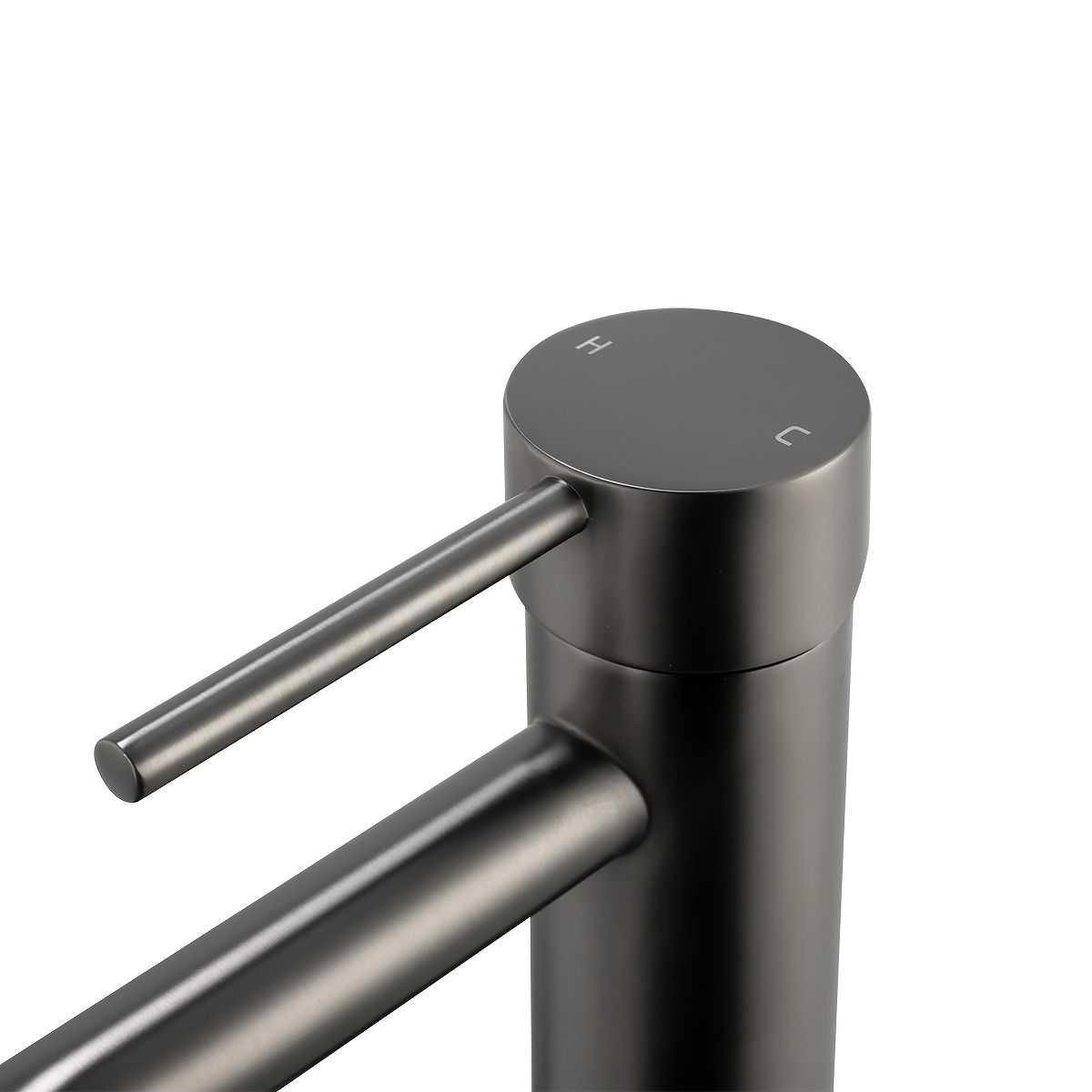 BUGM0150.BM LUCID PIN Brushed Gunmetal Grey Round Counter-mounted Basin Mixer