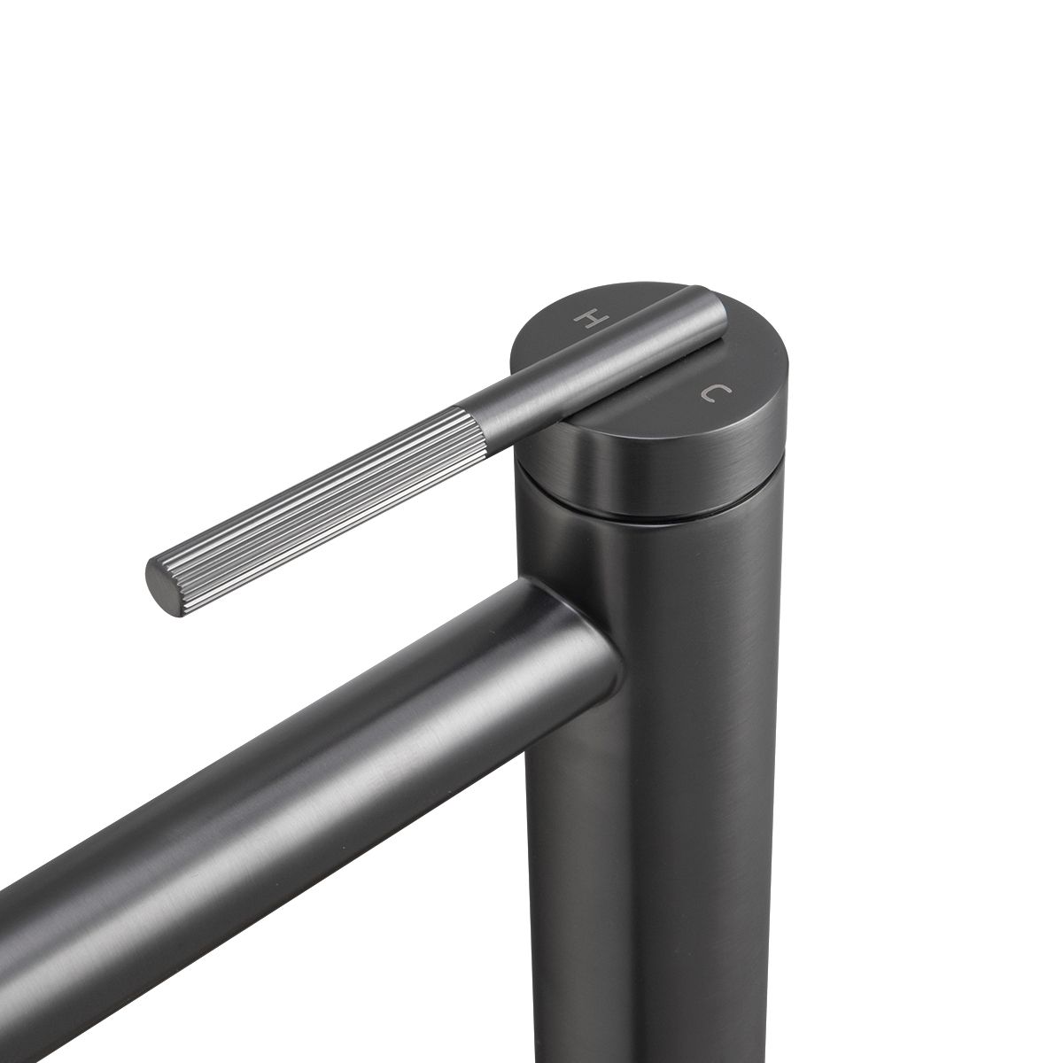BUGM0241.BM CADDENCE Brushed Gunmetal Grey Round Counter-top Tall Basin Mixer