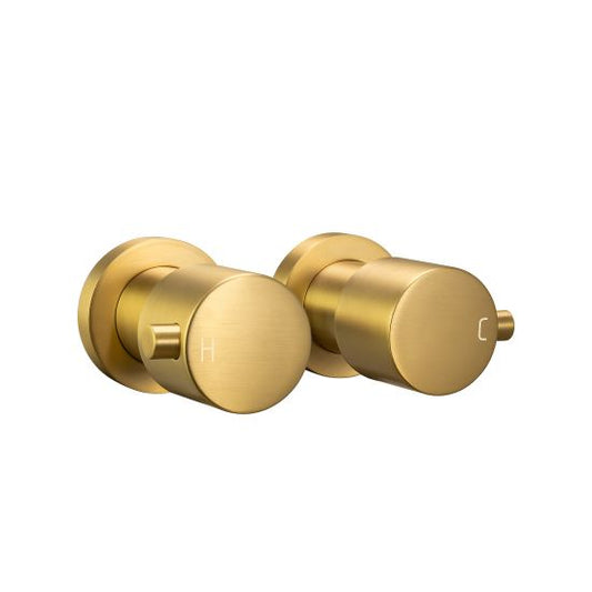 BUYG0007.ST LUCID PIN Brushed Brass Round Wall Mounted Shower Taps