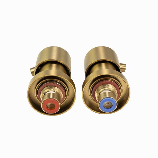 BUYG0007.ST LUCID PIN Brushed Brass Round Wall Mounted Shower Taps