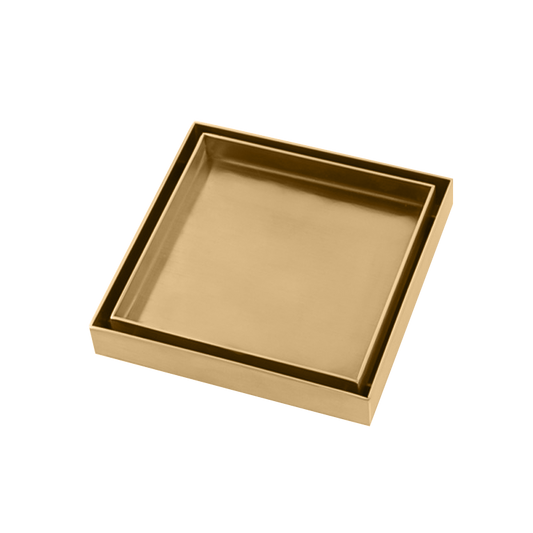 BUYG003.FD Brushed Yellow Gold Square Floor-mounted Floor Waste