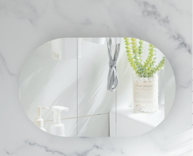 C-12075CSMW Mystic Matte White Oval Wall Mounted Shaving Cabinet