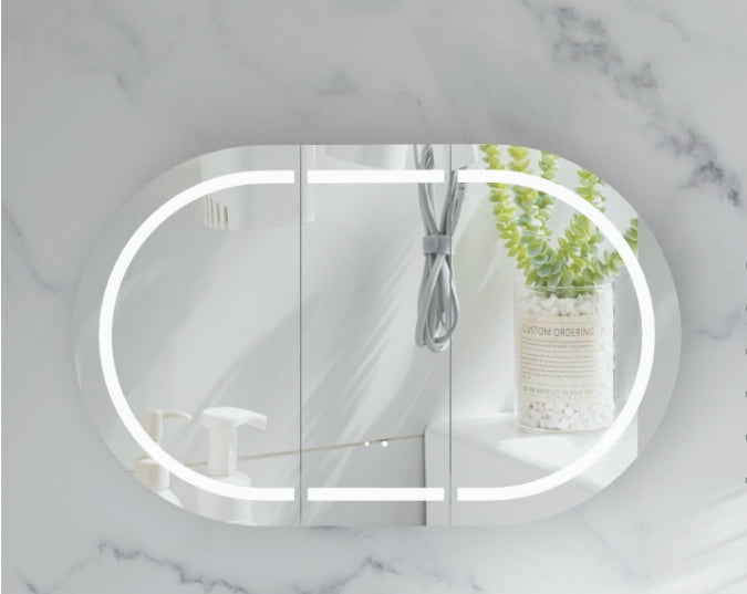 C-12075CSMWL Mystic Matte White Oval Wall Mounted Shaving Cabinet