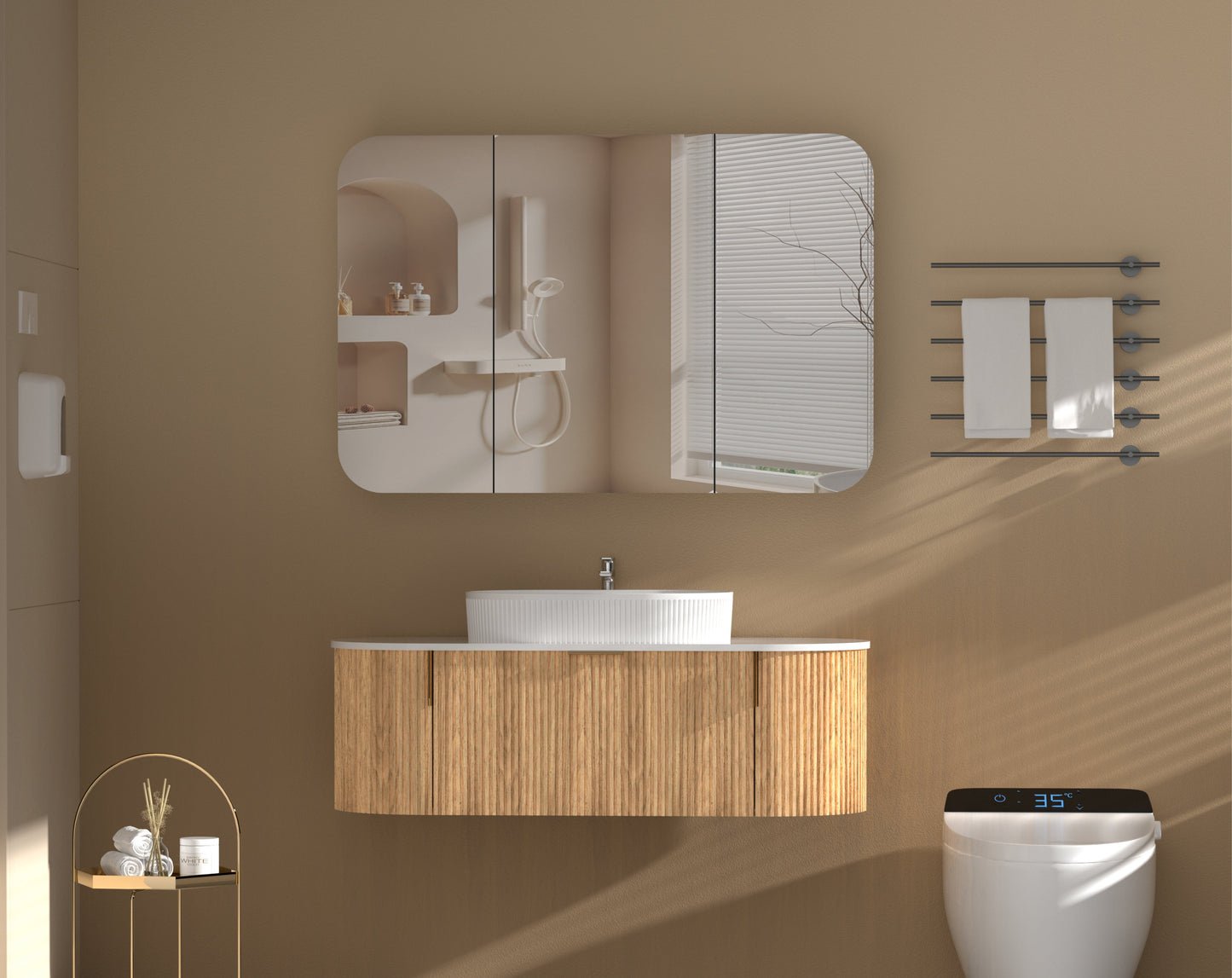 C-12080RSWA Grand Matte Brown Rectangular Wall Mounted Shaving Cabinet