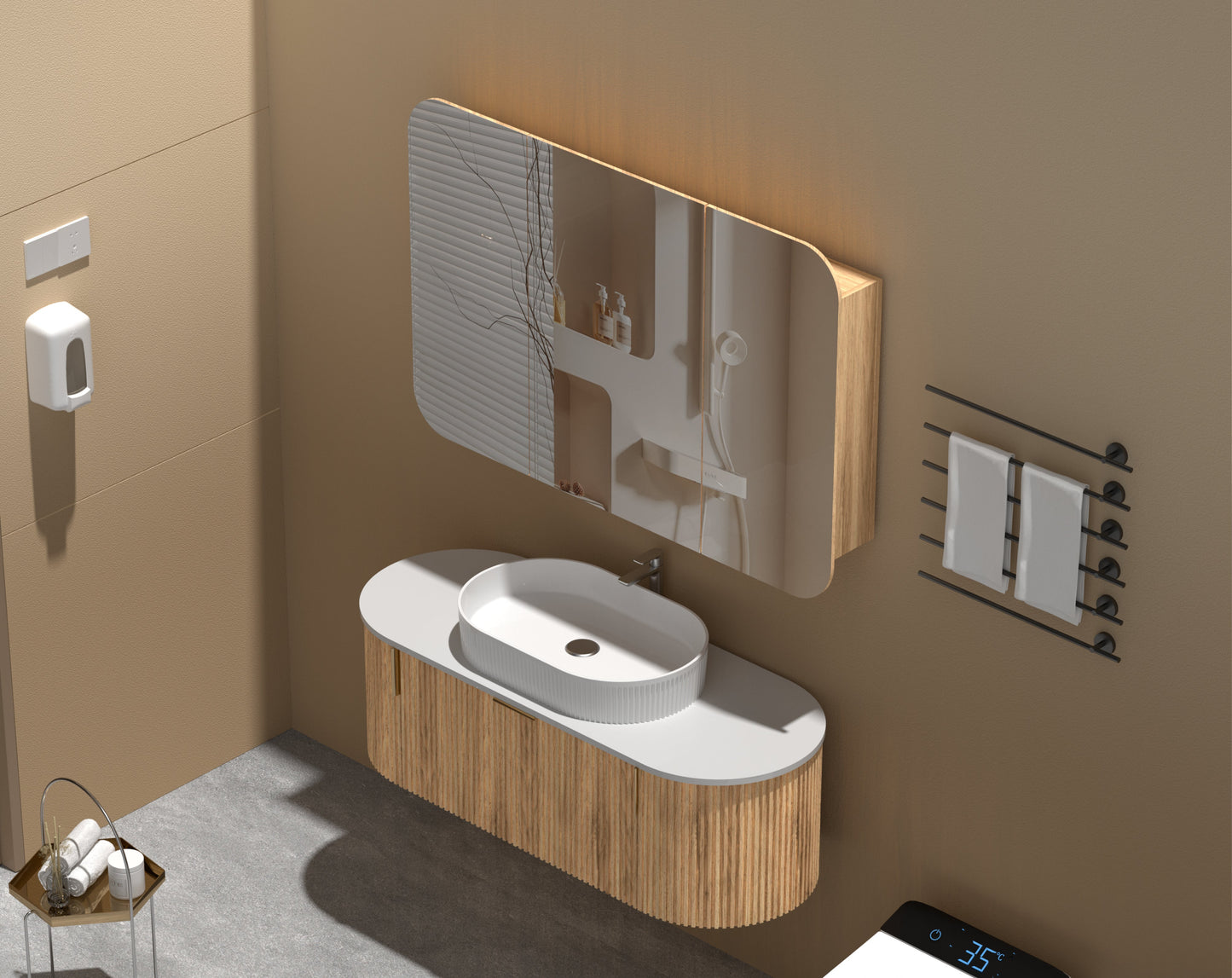C-12080RSWA Grand Matte Brown Rectangular Wall Mounted Shaving Cabinet