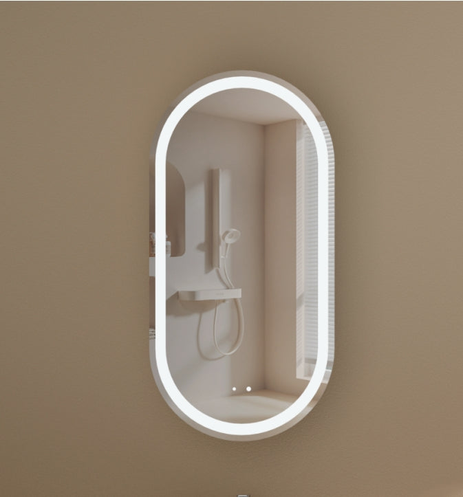 C-4590OSWAL Noble Melamine Walnut Oval Wall Mounted Shaving Cabinet