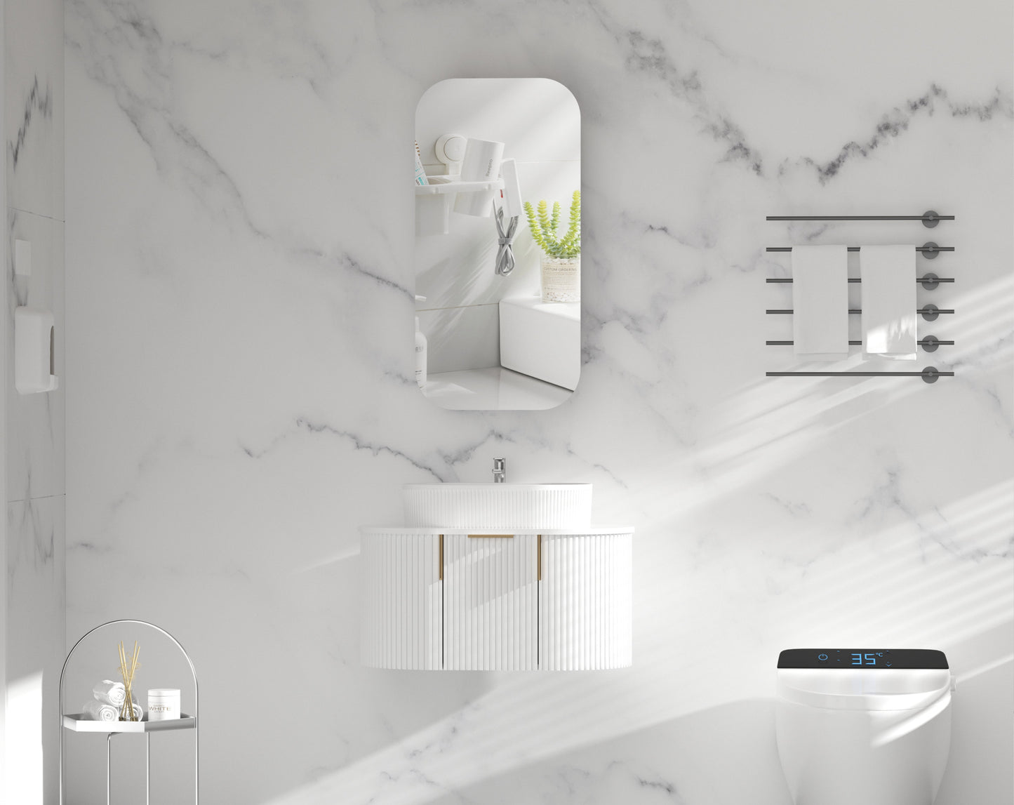 C-4590RSMW EARLS Matte White Melamine White Squircle Wall Mounted Shaving Cabinet