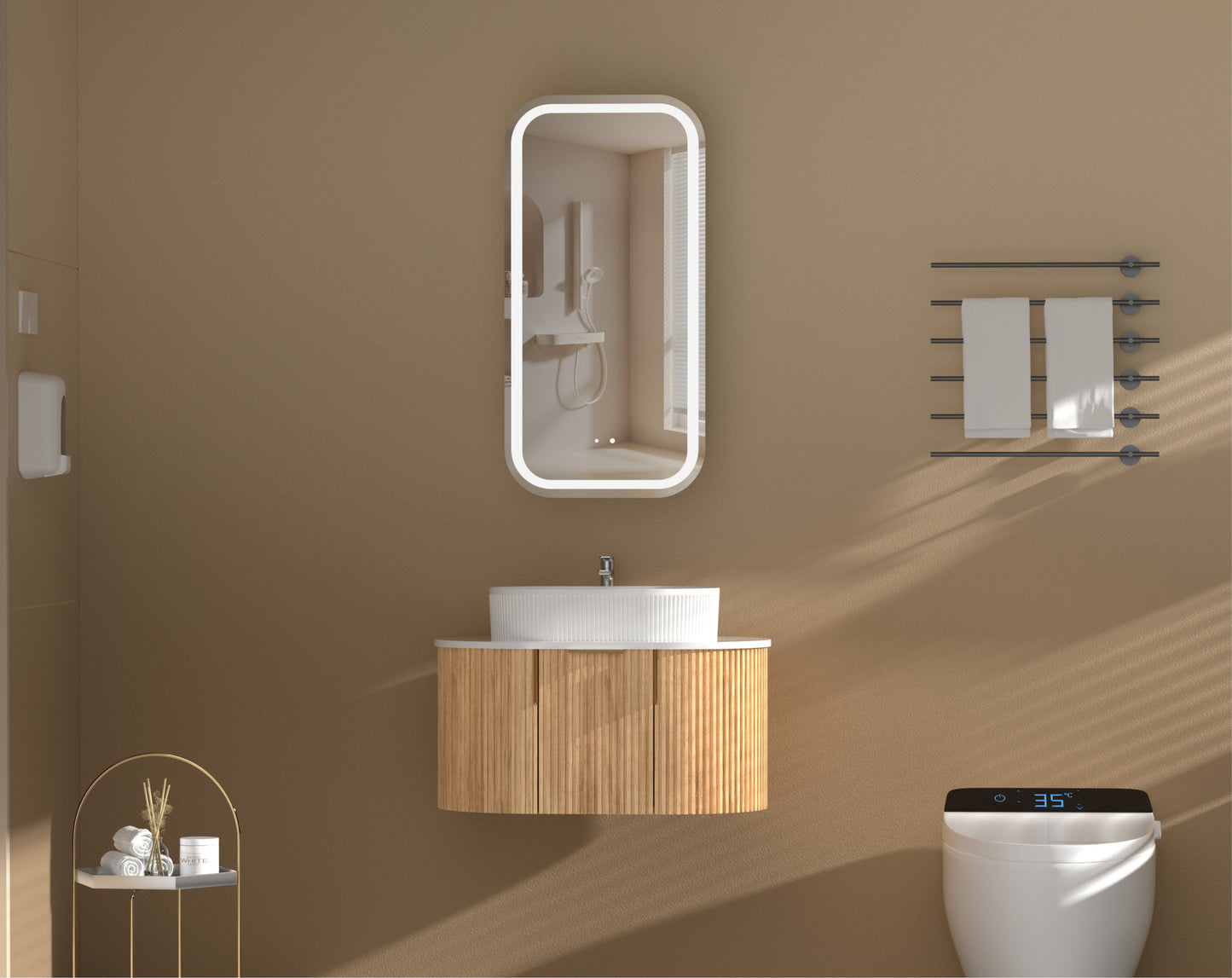 C-4590RSWAL EARLS Original Walnut Melamine Walnut Squircle Wall Mounted Shaving Cabinet