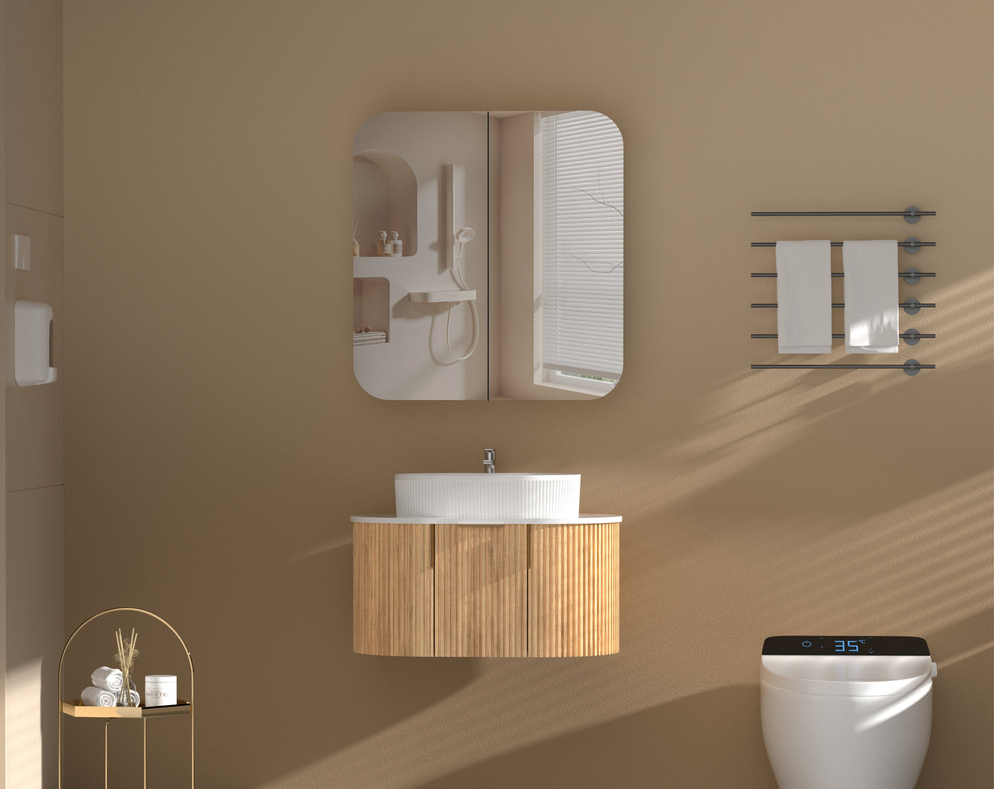 C-7580RSWA CARYSIL Grand Original Walnut Melamine Grand Walnut Wall Mounted Shaving Cabinet