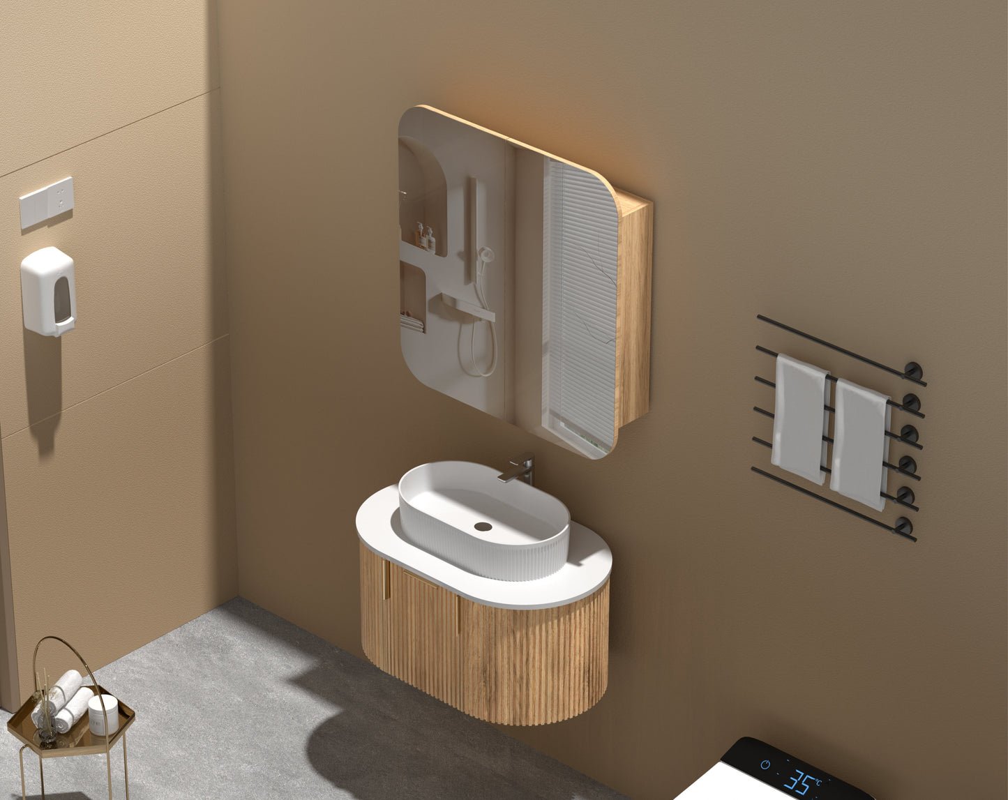 C-7580RSWA CARYSIL Grand Original Walnut Melamine Grand Walnut Wall Mounted Shaving Cabinet