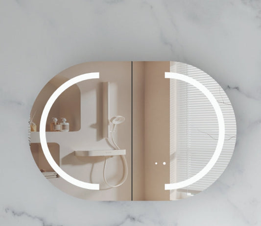 C-9060CSMWL Mystic Matte Melamine White Oval Wall Mounted Shaving Cabinet